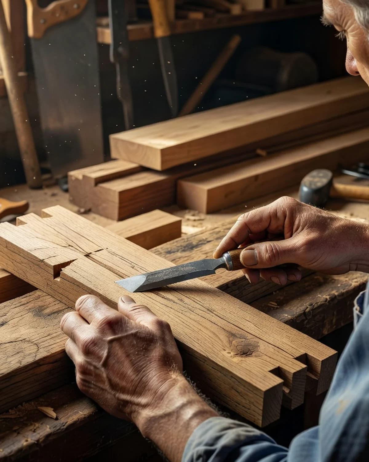 The carpenter behind TF Carpentry, in the workshop